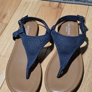 Arizona Size 9.5 Women’s Navy T‑Strap Sandals